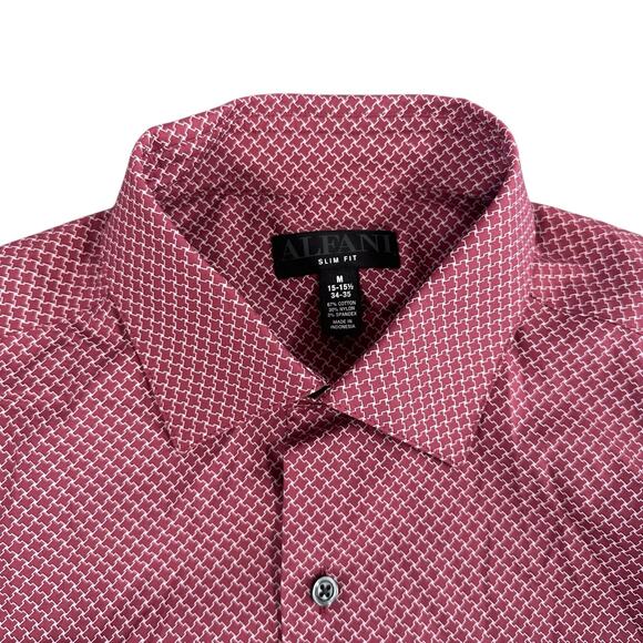 Alfani Men's Slim Fit Puzzle Print Button Down Dress Shirt Size M $65 - Picture 5 of 8